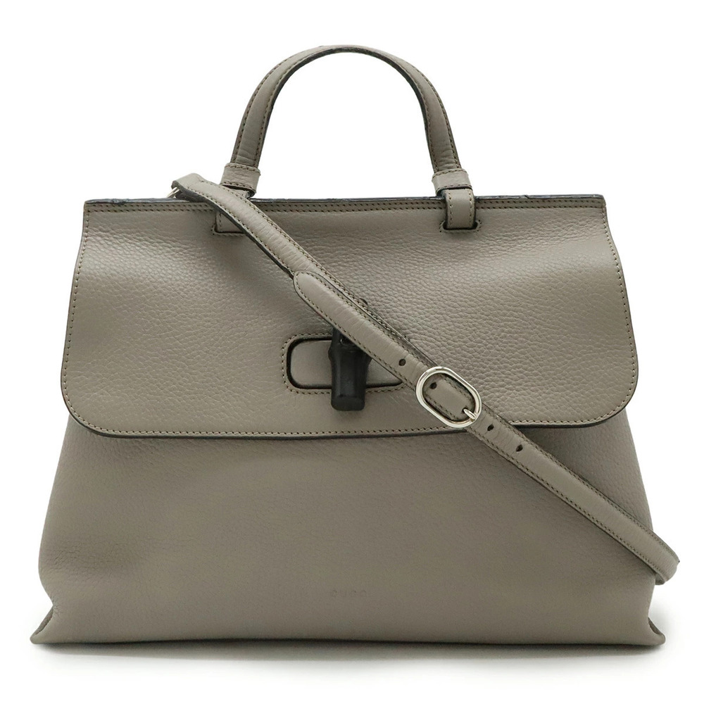 Gucci Bamboo Daily Top Handle Bag Handbag Shoulder Leather Gray